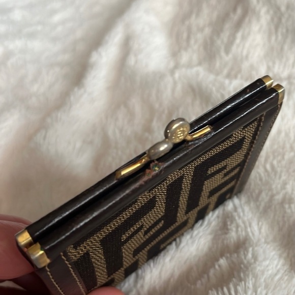 Authentic Fendi Zucca Kiss Lock Coin Wallet - Picture 13 of 13